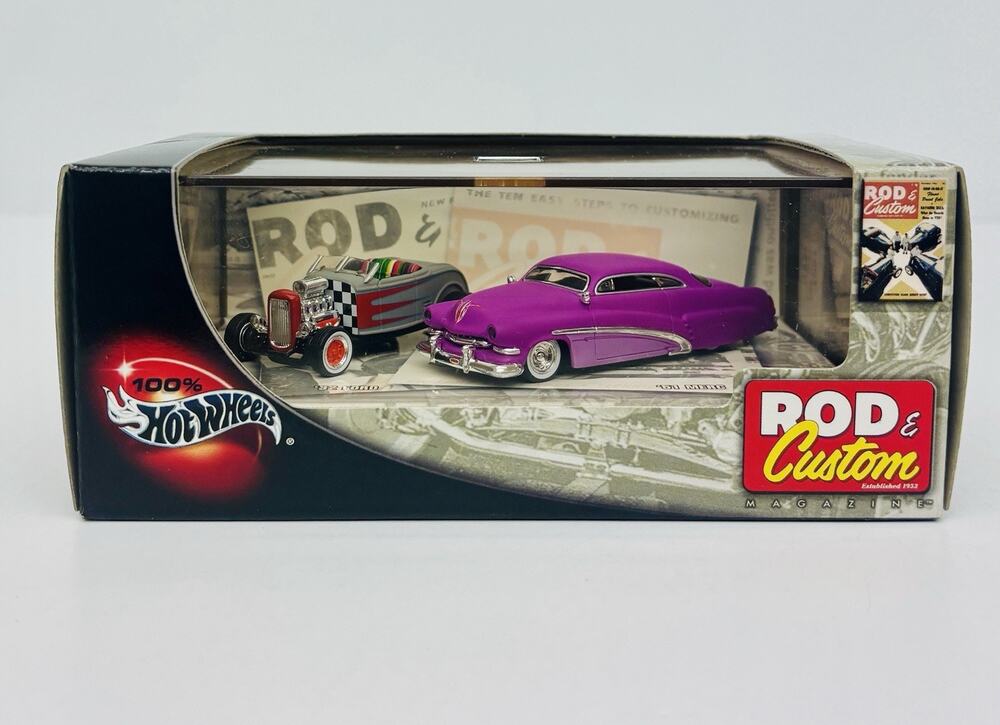 Hot Wheels Rod & Custom Magazine '32 Ford '51 Merc 2 Car Set 56050 Sealed